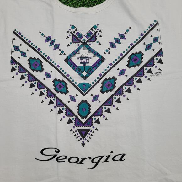 Vintage 90s Native-American Aztec Shirt Womens Large 20x24 White - Picture 12 of 15